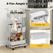 3-Tier Rolling Cart White Metal | Foldable Storage with Hooks and Cups - Little and Giant Explorers Costway