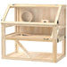 3-Tier Hamster Cage – Natural Wood | Seesaw, Ramp, Exercise Wheel and Hut PAWHUT - Little and Giant Explorers PawHut