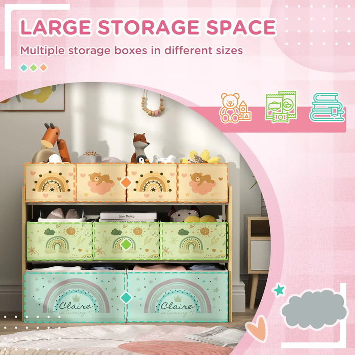 3-Tier Kids Storage Unit | Rainbow Design with 9 Removable Boxes - Little and Giant Explorers AIYAPLAY