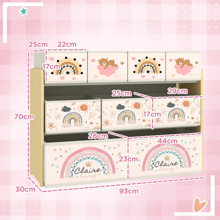 3-Tier Kids Storage Unit | Rainbow Design with 9 Removable Boxes - Little and Giant Explorers AIYAPLAY