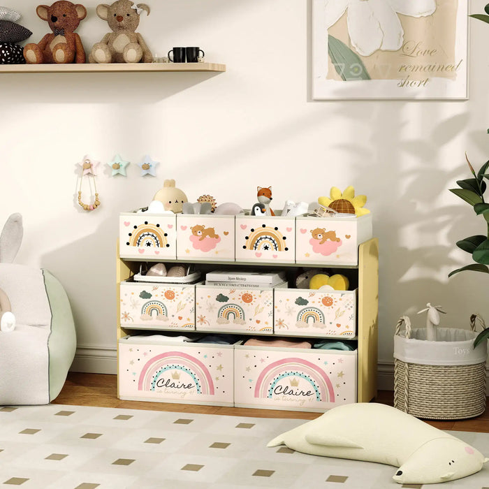 3-Tier Kids Storage Unit | Rainbow Design with 9 Removable Boxes - Little and Giant Explorers AIYAPLAY
