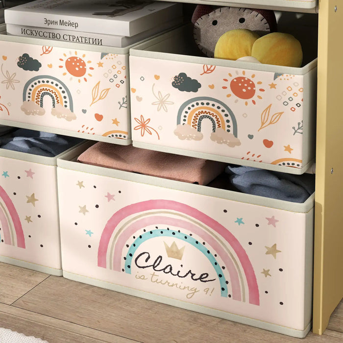 3-Tier Kids Storage Unit | Rainbow Design with 9 Removable Boxes - Little and Giant Explorers AIYAPLAY