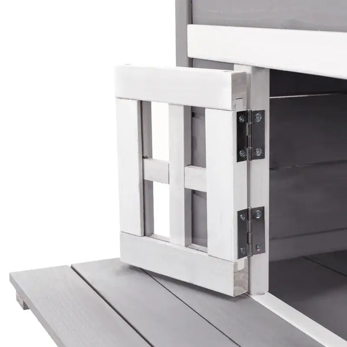 3-Tier Outdoor Cat House – Grey and White | Asphalt Roof, Windows and Platforms PAWHUT - Little and Giant Explorers PawHut