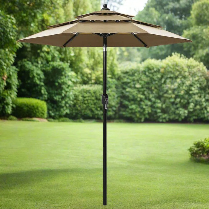 3-Tier Parasol with Aluminium Pole in Taupe - Little and Giant Explorers vidaXL