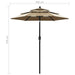 3-Tier Parasol with Aluminium Pole in Taupe - Little and Giant Explorers vidaXL