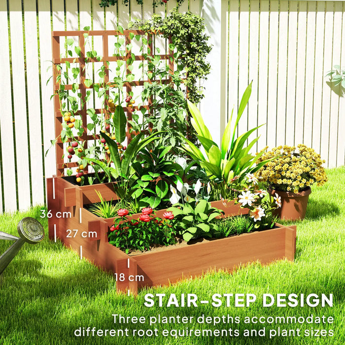 3-Tier Raised Garden Bed | Back Trellis and Three Planter Boxes - Little and Giant Explorers Outsunny
