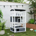 3-Tier Wooden Cat House – Grey and White | Outdoor Shelter - Balcony and Jump Step PAWHUT - Little and Giant Explorers PawHut
