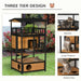 3-Tier Wooden Cat House – Yellow and Black | Balcony, Jump Step and Waterproof Roof PAWHUT - Little and Giant Explorers PawHut