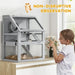 3-Tier Wooden Hamster Cage - Grey | Deep Base, Wheel, Seesaw and Hut PAWHUT - Little and Giant Explorers PawHut