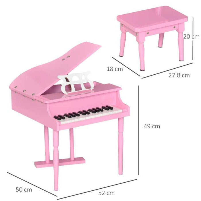 30 Keys Mini Kids Piano with Music Stand and Bench in Pink - Little and Giant Explorers HOMCOM