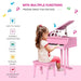 30 Keys Mini Kids Piano with Music Stand and Bench in Pink - Little and Giant Explorers HOMCOM