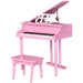 30 Keys Mini Kids Piano with Music Stand and Bench in Pink - Little and Giant Explorers HOMCOM