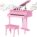 30 Keys Mini Kids Piano with Music Stand and Bench in Pink - Little and Giant Explorers HOMCOM