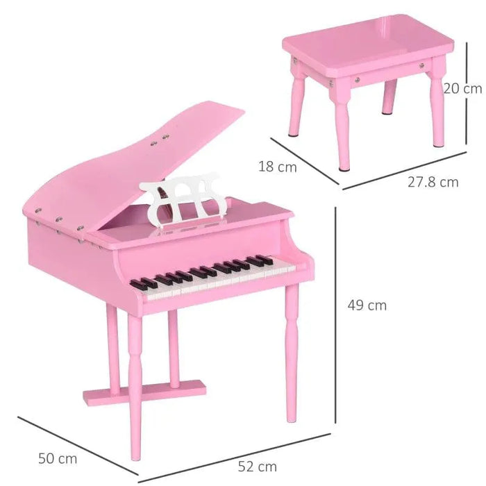 30 Keys Mini Kids Piano with Music Stand and Bench in Pink - Little and Giant Explorers HOMCOM