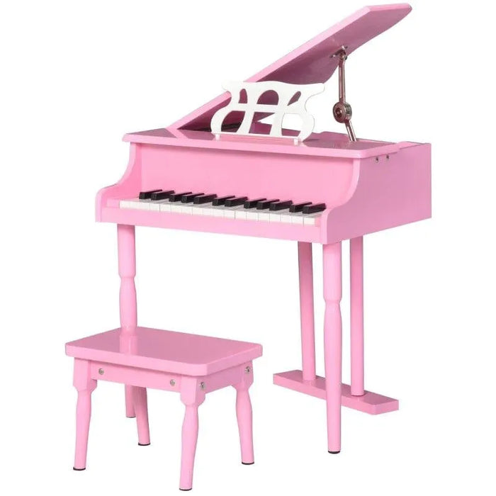 30 Keys Mini Kids Piano with Music Stand and Bench in Pink - Little and Giant Explorers HOMCOM