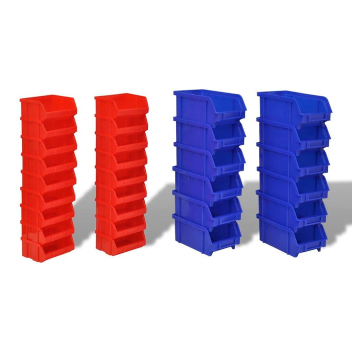 30 Piece Wall Mounted Plastic Storage Bin Set in Blue and Red - Little and Giant Explorers Little and Giant Explorers