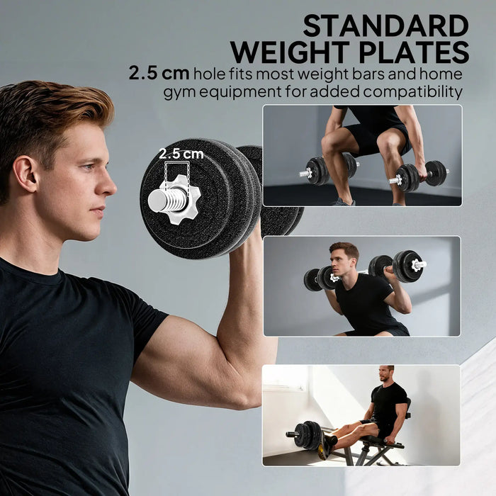 30kg Adjustable Dumbbell and Barbell Set | 2-in-1 Steel Weight Training Kit with Spinlocks SPORTNOW - Little and Giant Explorers SPORTNOW