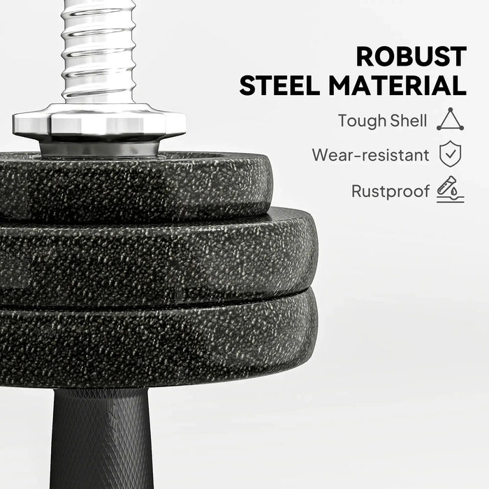 30kg Adjustable Dumbbell and Barbell Set | 2-in-1 Steel Weight Training Kit with Spinlocks SPORTNOW - Little and Giant Explorers SPORTNOW