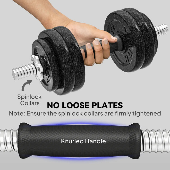 30kg Adjustable Dumbbell and Barbell Set | 2-in-1 Steel Weight Training Kit with Spinlocks SPORTNOW - Little and Giant Explorers SPORTNOW