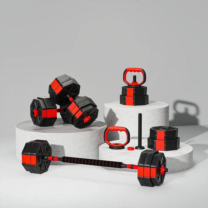 30kg Adjustable Dumbbell Set – 4-in-1 Weights Kit | Barbell, Kettlebell and Push-Up Stand SPORTNOW - Little and Giant Explorers SPORTNOW