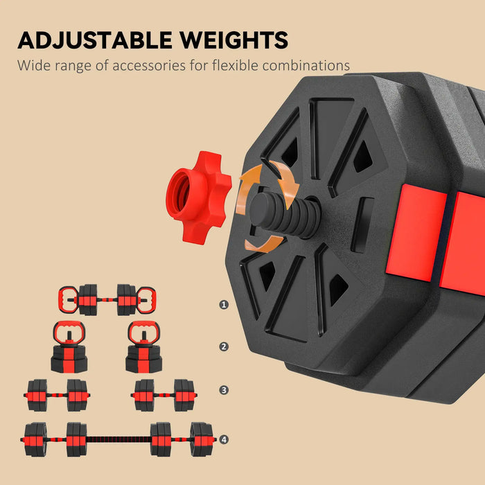 30kg Adjustable Dumbbell Set – 4-in-1 Weights Kit | Barbell, Kettlebell and Push-Up Stand SPORTNOW - Little and Giant Explorers SPORTNOW