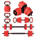 30kg Four-in-One Weights Set - Red | Dumbbells, Barbells, Kettlebells and Push-Up Stands SPORTNOW - Little and Giant Explorers SPORTNOW