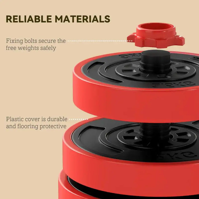 30kg Four-in-One Weights Set - Red | Dumbbells, Barbells, Kettlebells and Push-Up Stands SPORTNOW - Little and Giant Explorers SPORTNOW