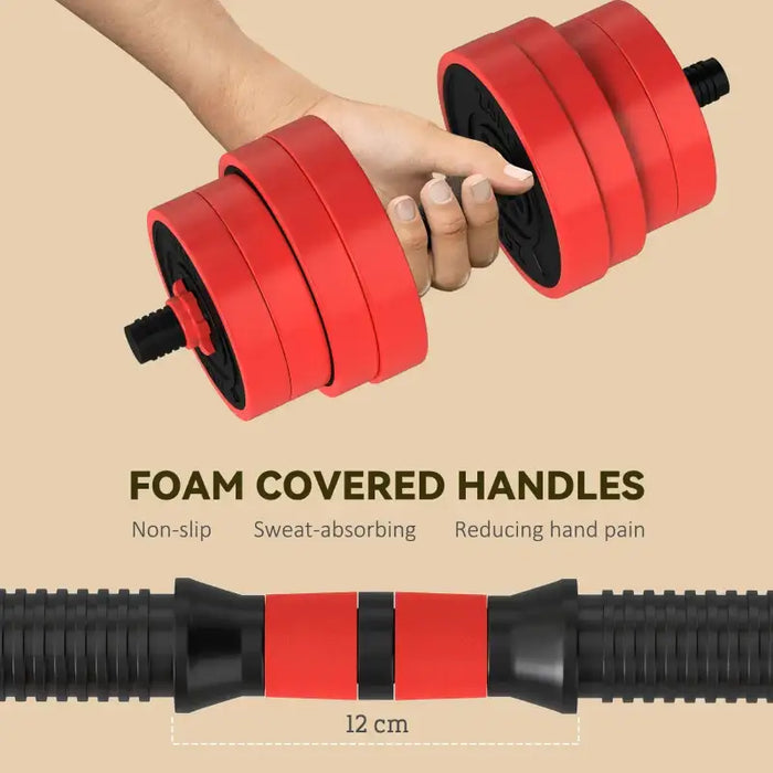 30kg Four-in-One Weights Set - Red | Dumbbells, Barbells, Kettlebells and Push-Up Stands SPORTNOW - Little and Giant Explorers SPORTNOW