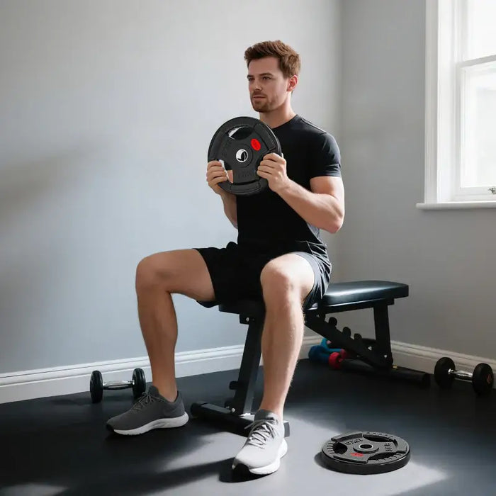 30kg Olympic Weight Plate Set – Black | 2x15kg Plates - Triple Grip and 5cm Centre Hole SPORTNOW - Little and Giant Explorers SPORTNOW