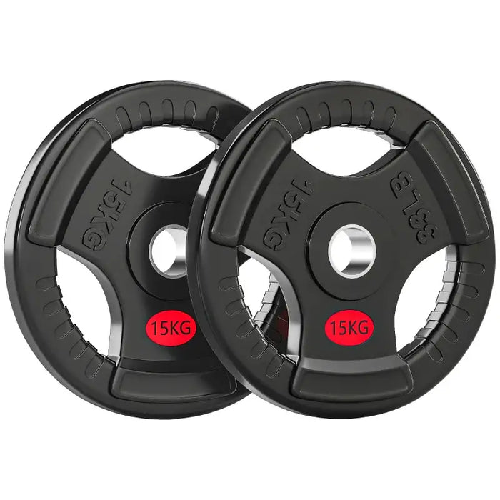 30kg Olympic Weight Plate Set – Black | 2x15kg Plates - Triple Grip and 5cm Centre Hole SPORTNOW - Little and Giant Explorers SPORTNOW