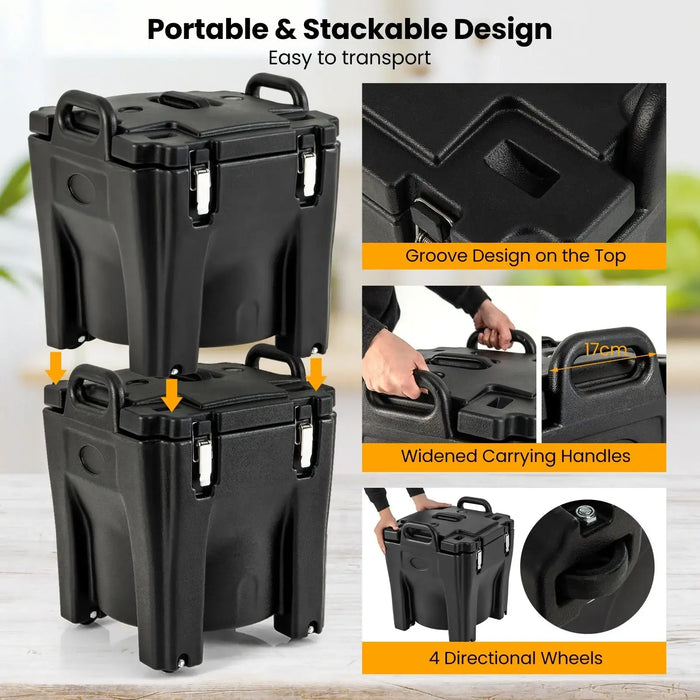 30L Insulated Food Carrier | Portable 3-Layer Hot and Cold Storage Box with Wheels COSTWAY - Little and Giant Explorers Costway