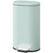 Light blue trash can with a step pedal on a white background