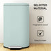 Light blue trash bin with fingerprint-proof and easy-to-clean features on a white background