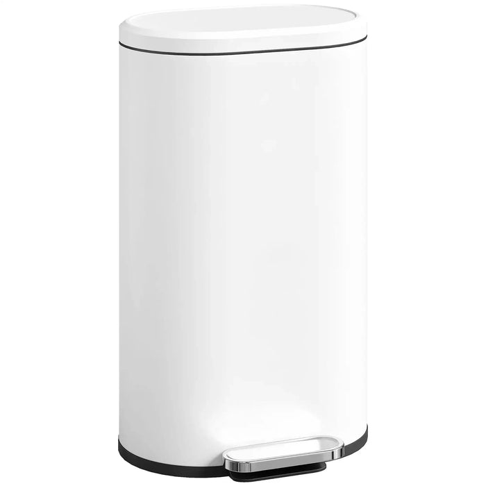 White trash bin with a step lid on a white background