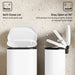 Two trash cans with open and closed lids on a textured beige background