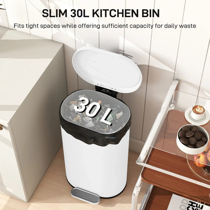 30L kitchen bin with lid in a kitchen setting