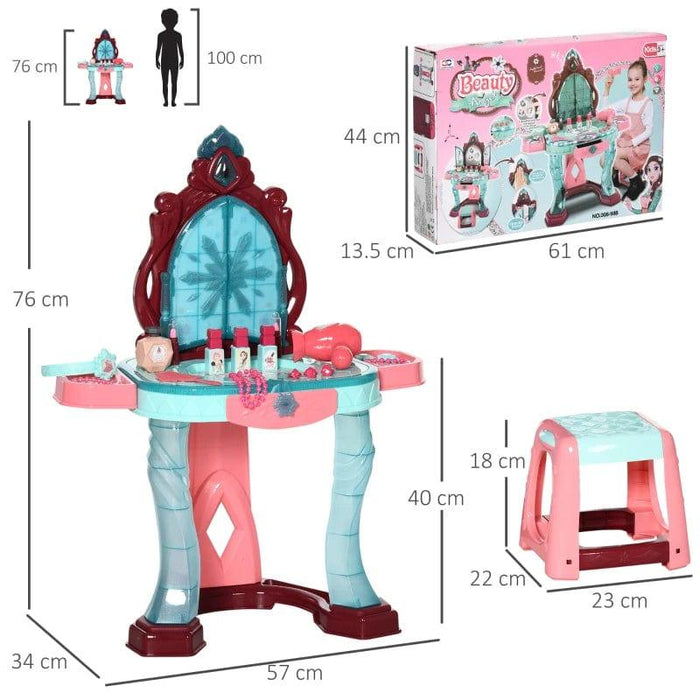 31 Piece Kids Dressing Playset with Magical Princess Mirror, Light and Sound - Little and Giant Explorers AIYAPLAY