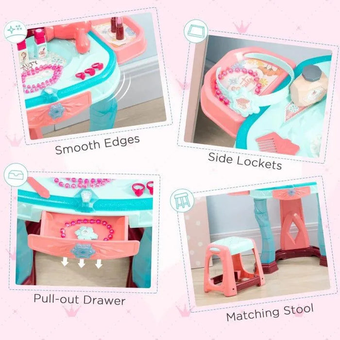 31 Piece Kids Dressing Playset with Magical Princess Mirror, Light and Sound - Little and Giant Explorers AIYAPLAY