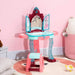 Kids dressing table with stool, gesture-sensing mirror, lights, and music in pastel colors