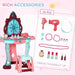 Kids dressing table with gesture sensing mirror, lights, music, and 31 play accessories set.