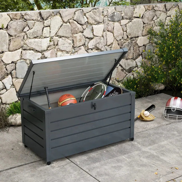 311L Metal Garden Storage Box – Lockable Outdoor Storage with Wheels | Galvanised Steel OUTSUNNY - Little and Giant Explorers Outsunny