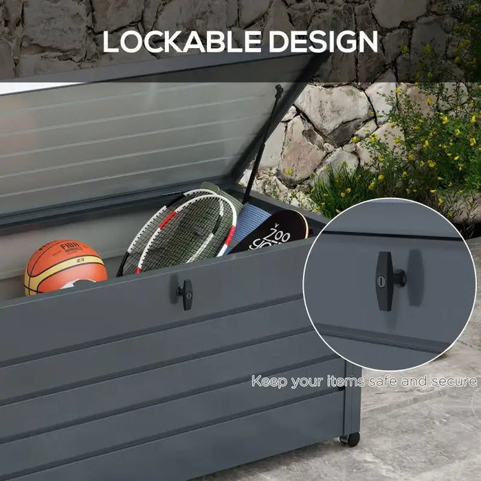311L Metal Garden Storage Box – Lockable Outdoor Storage with Wheels | Galvanised Steel OUTSUNNY - Little and Giant Explorers Outsunny