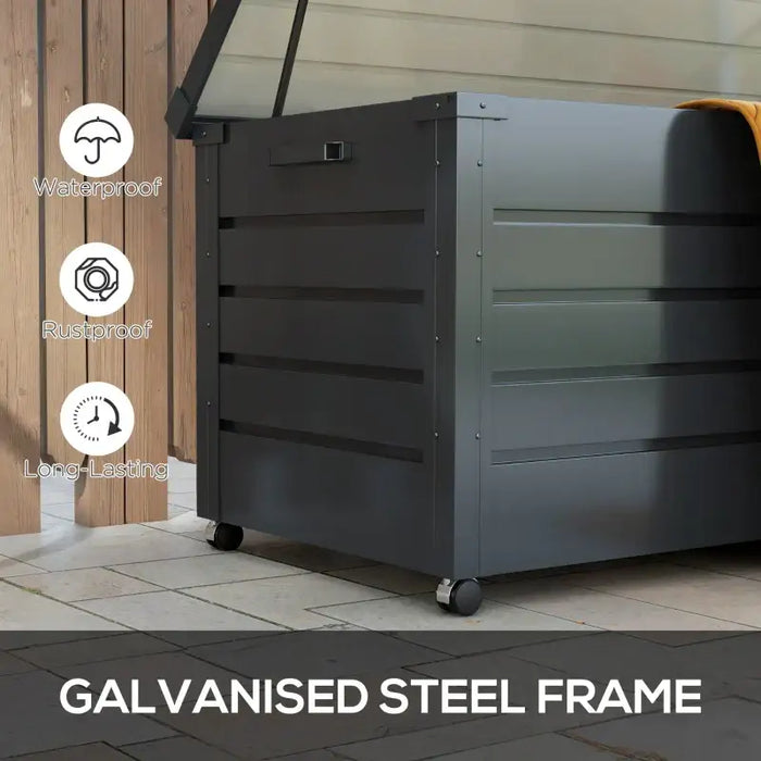 311L Metal Garden Storage Box – Lockable Outdoor Storage with Wheels | Galvanised Steel OUTSUNNY - Little and Giant Explorers Outsunny