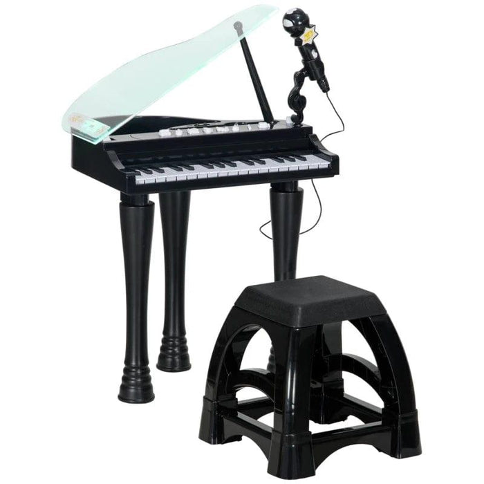 32 Keys Kids Piano Keyboard with Stool, Lights, Microphone, Sounds and Removable Legs in Black - Little and Giant Explorers AIYAPLAY