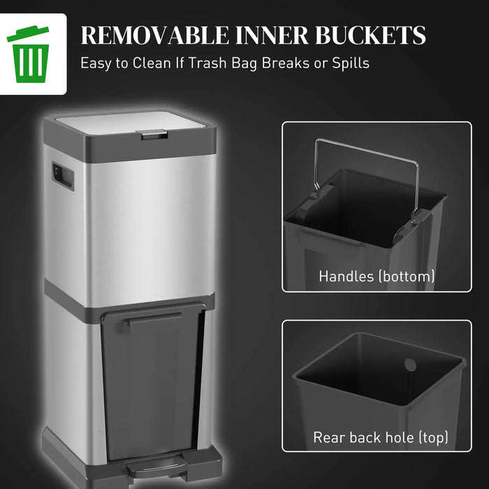 Trash bin with removable inner buckets on a dark background