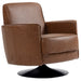 Brown leather swivel chair on a white background