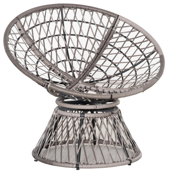 360° Swivel Rattan Moon Bowl Chair with Padded Cushion in Grey - Little and Giant Explorers Outsunny