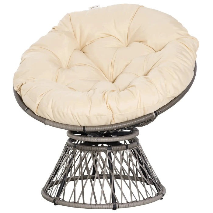 360° Swivel Rattan Moon Bowl Chair with Padded Cushion - Little and Giant Explorers Outsunny