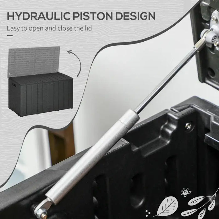 366L Outdoor Storage Box – Black Double-Wall Plastic | Hydraulic Lid OUTSUNNY - Little and Giant Explorers Outsunny