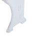 White plastic leg of kids piano keyboard, curved design, close-up detail view